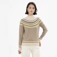 Xiaohe Women 2024 осень-зима кашемир новый жаккардовый трикотажный свитер с круглым вырезом