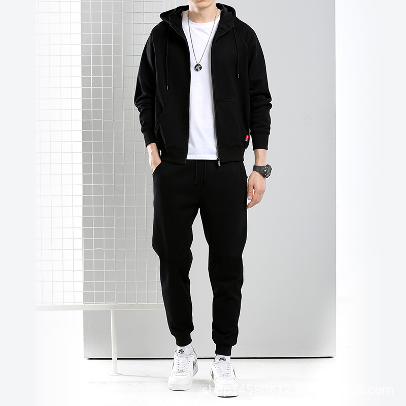 运动套装男士春秋季休闲套装青少年二件套户外跑步运动服棉质外套