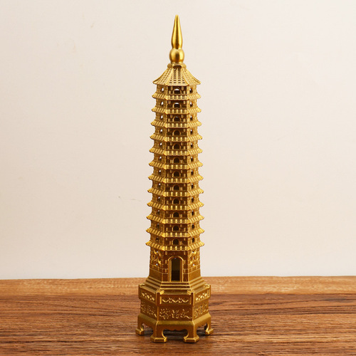 Manufacturer wholesale brass 13th floor Wenchang Tower ornaments 9th floor 13th floor office desk study decoration