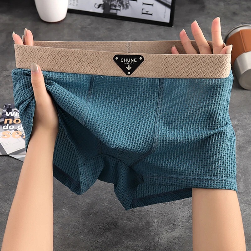 10A Antibacterial Ice Silk Nylon Men's Underwear Summer Trendy Men's Boxer Briefs Loose Breathable Ultra-Thin Boxer Briefs