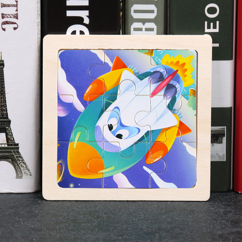 Puzzle pequeño plano de madera de 9 piezas Animal Ocean Traffic Kindergarten Educación temprana Juguetes educativos Puzzle simple de entrada