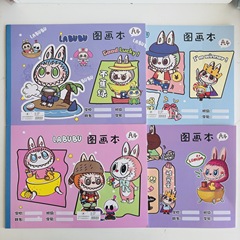 外贸新款拉布布素描本创意卡通带精美图案图画本LABUBU画画本批发