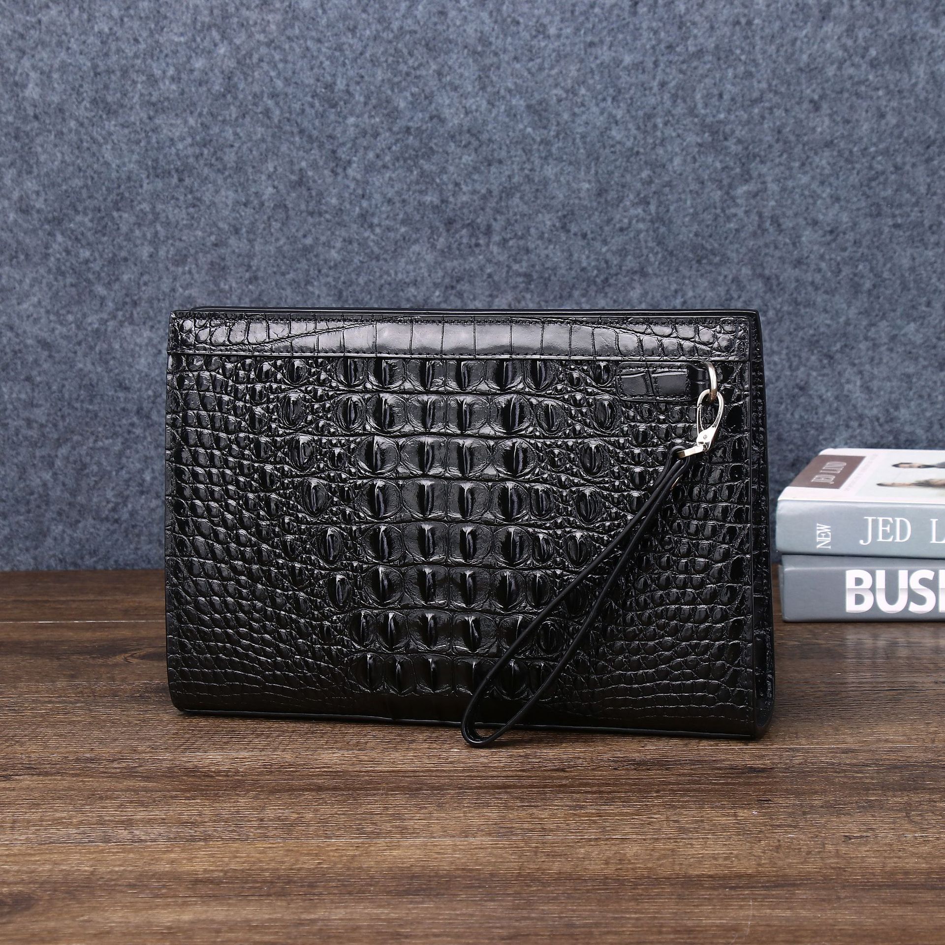 Túi clutch nam da PU vân cá sấu phong bì thời trang chi tiết 2