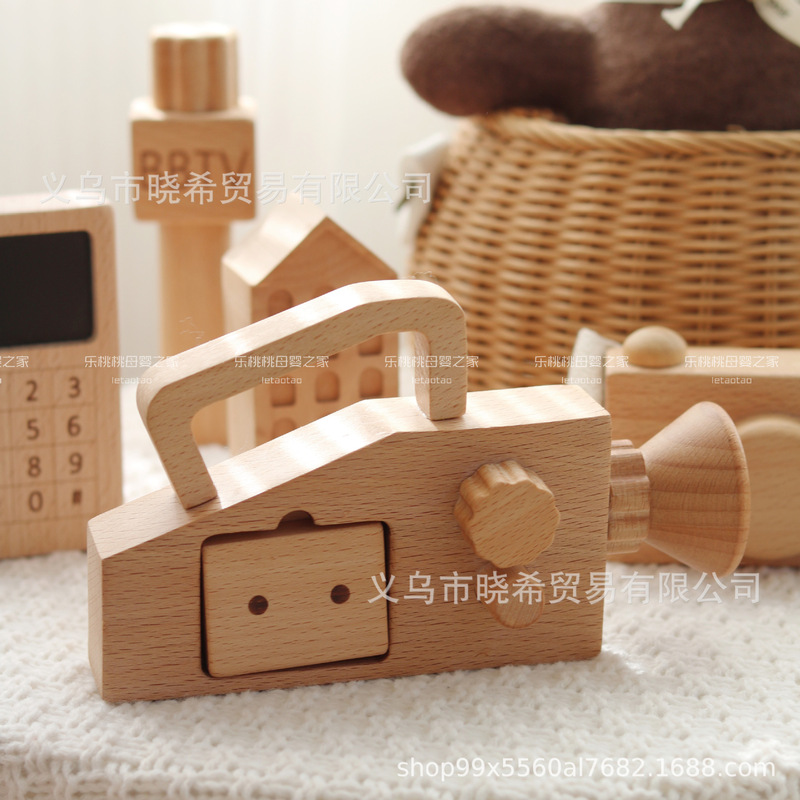 Wooden Camera Camera Play Home Simulation Toy Model Photo Props Ornaments Children's Birthday Gifts
