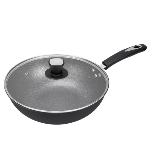 32cm induction cooker gas universal flat-bottomed iron pot medical stone non-stick wok event gift pot wholesale