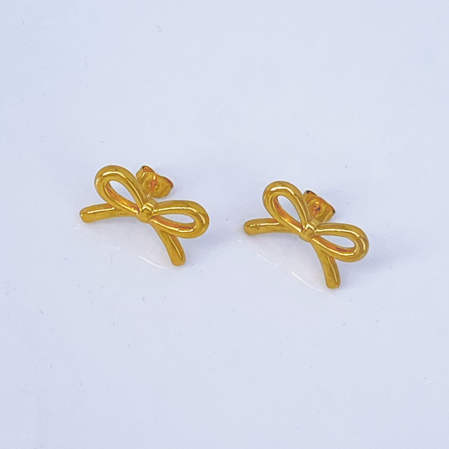 Dainty Bow Stud Earrings In Titanium Steel For Women_voghion.com