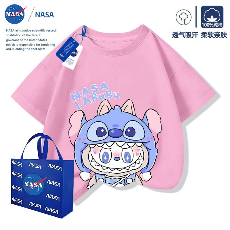 NASA 共同ブランド ステッチ フード ラブブ 子供用 ボーイズ 半袖 Tシャツ 2025年夏新作 半袖トップス|undefined