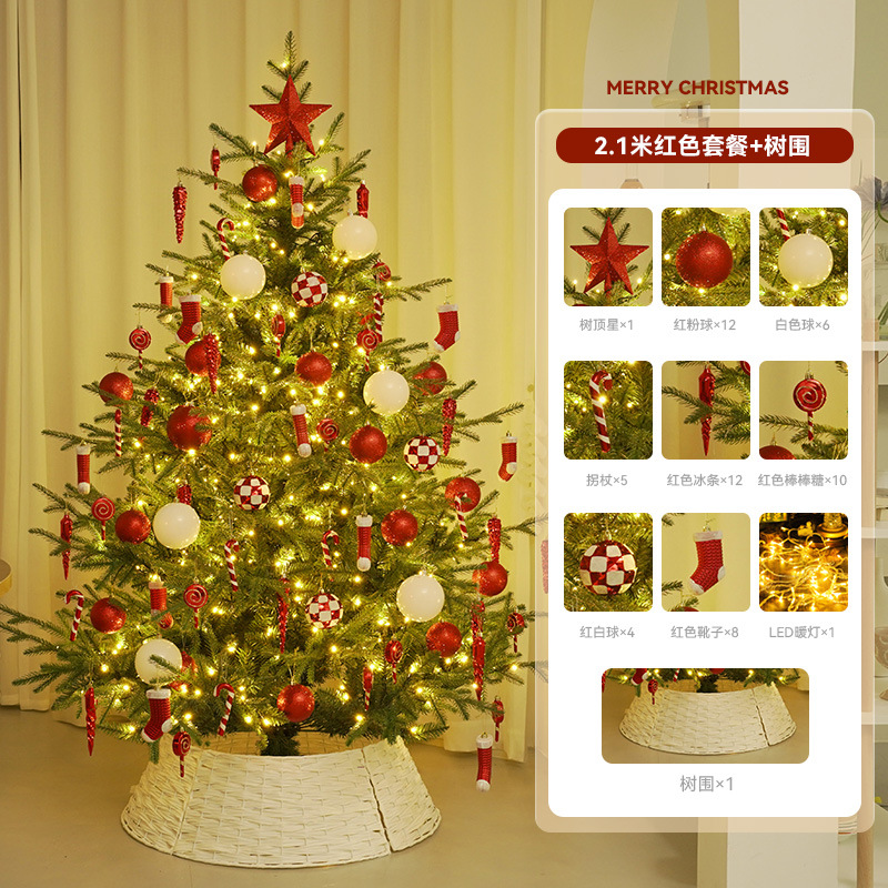 Gran árbol de Navidad decoración para el hogar rojo cifrado abeto adornos de árbol de Navidad 2025 nuevo árbol de Navidad diseño
