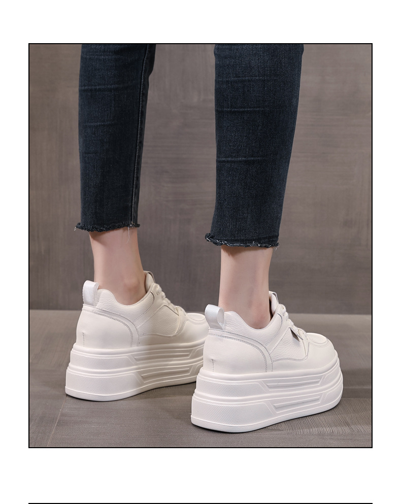 Giày sneaker nữ đế dày tăng chiều cao 8 cm phong cách platform — đen chi tiết 16