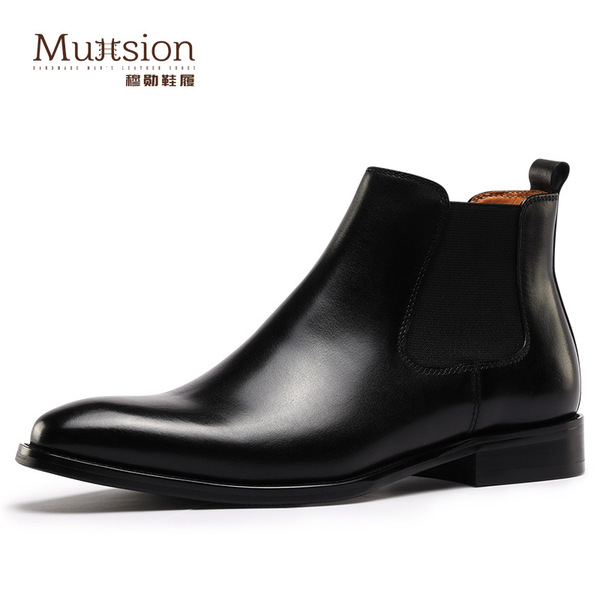X601 [a generation of hair] Chelsea men's boots Martin short boots British Chinese help real leather boots high shoes men's shoes