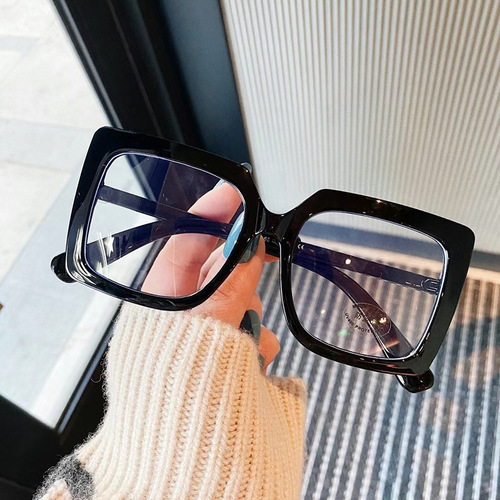  new style plain square thick frame flat glasses frame for men Korean style black anti-blue light glasses frame for women with myopic eyes