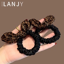 2025新款豹纹蝴蝶结头绳橡皮筋发圈女扎头发绳头饰高马尾胶圈皮套