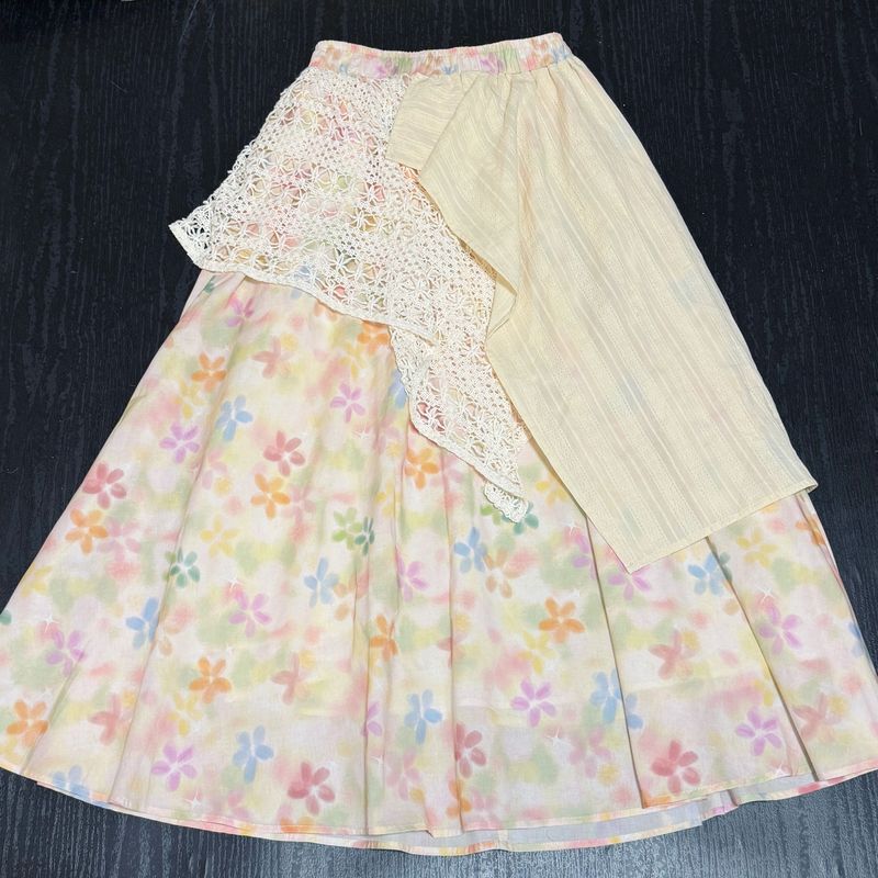 美しい夏の衣装セットドーパミン甘い花柄ノースリーブベストシャツスカートレディース夏ツーピース甘いセット|undefined