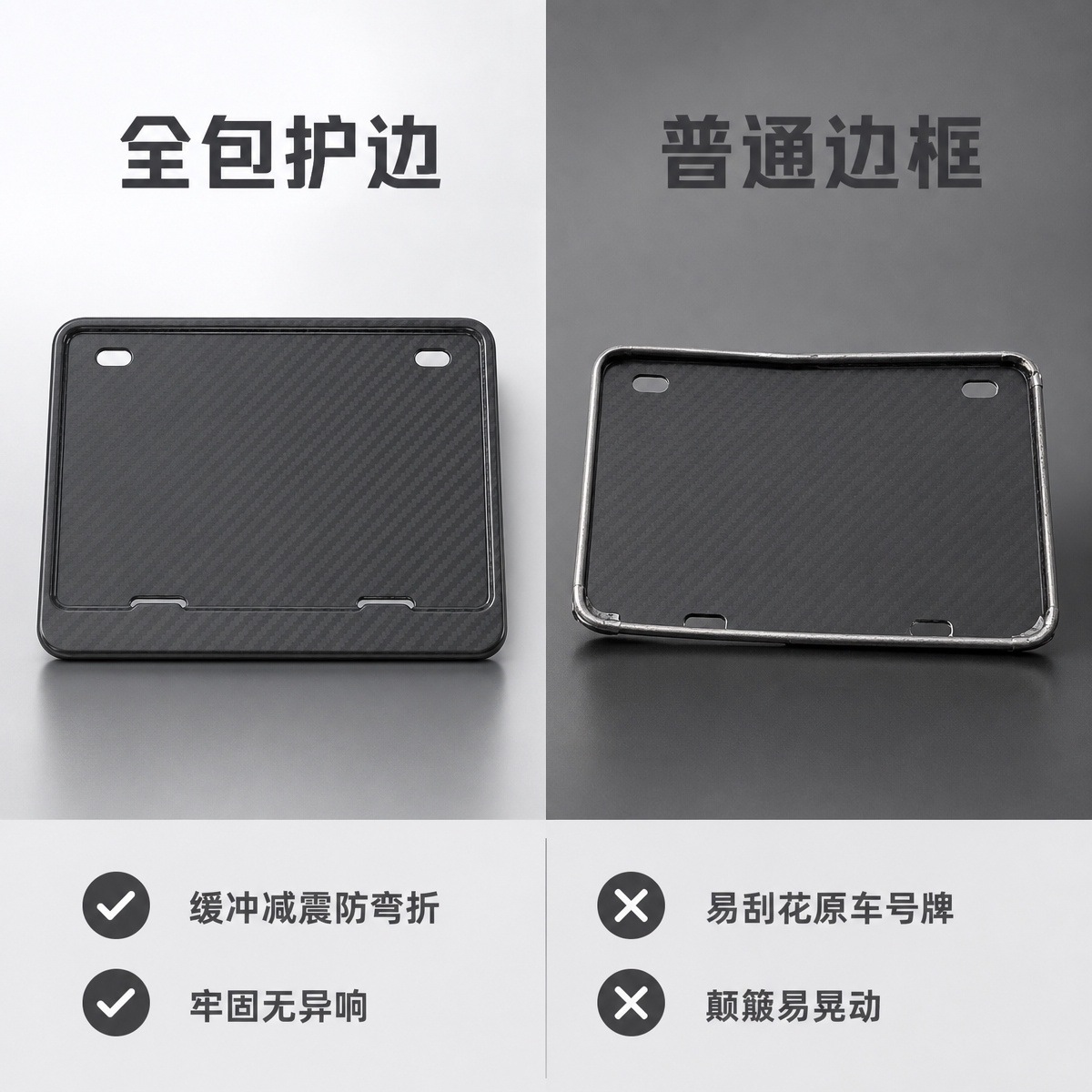 Carbon Fiber Yellow Motorcycle License Plate Frame, Compliant with National Standards, Does Not Block the Number, Motorcycle Modification License Plate Holder, Can Be Printed with Logo