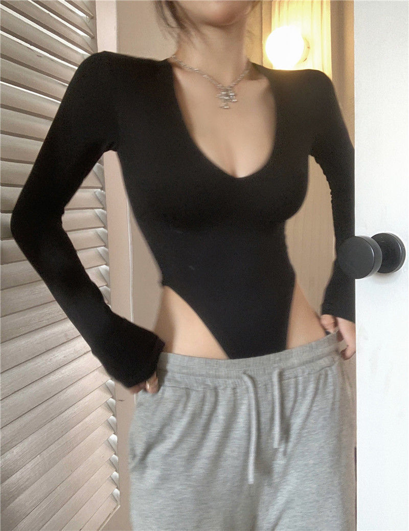 Bodysuit Tops Type Wholesale Women's Polyester Sexy Simple Style Solid Color Long Sleeve Bodysuits
