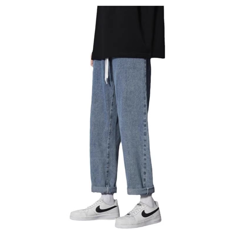 Nasa Jeans Men's Loose Straight Summer Versatile Wide-Leg Pants Thin Drape Men's Trendy Casual Long Pants
