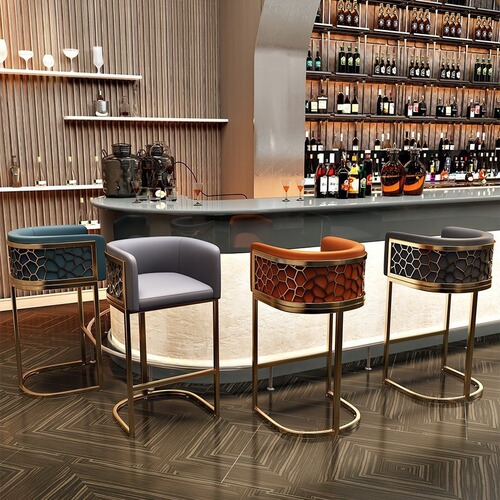 Luxury bar counter chair, bar reception, guest room, bar chair, creative and simple coffee shop, high back chair 
