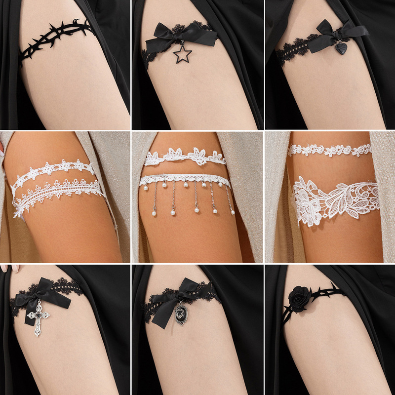 Europe and the United States cross-border jewelry sexy hot girl elastic lace leg ring fashion alloy ribbon tassel leg chain women
