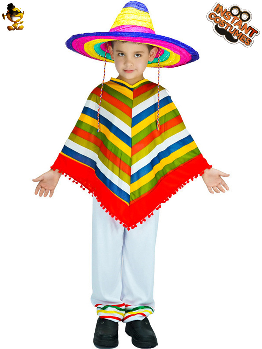 Halloween niño niños mexicano color manto estilo étnico mexicano traje del funcionamiento de los niños image 5