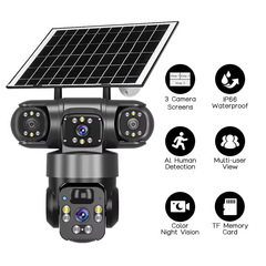 QL19パノラマ360度三画面ワイヤレススマートwifi/4Gソーラーカメラ監視ガンボール一体