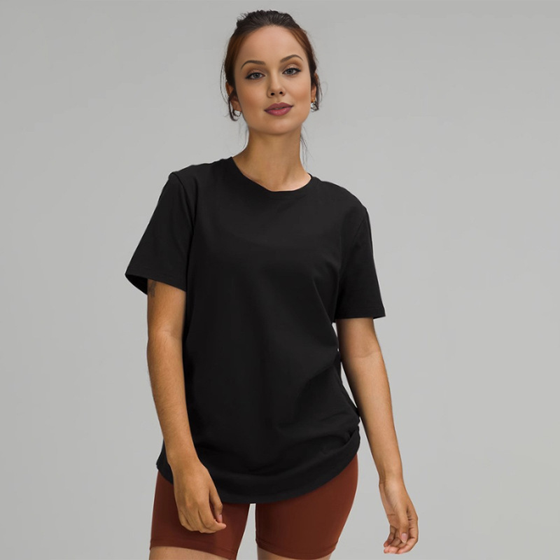 Lulu Fend Yoga Short-Sleeved T-Shirt for Women with Love Curved Hem, Slimming Sports Wear, Breathable Sweatshirt Base Layer Lulu Fend Yoga Short-Sleeved T-Shirt for Women with Love Curved Hem, Slimming Sports Wear, Breathable Sweatshirt Base Layer