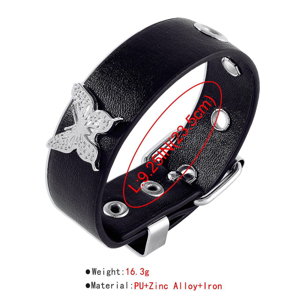 Cool Style Heart Shape Butterfly Skull Pu Leather Alloy Iron Inlay Rhinestones Womenu0027S Bangle 1