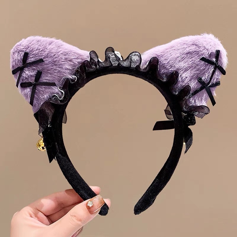 Dos dimensiones Lolita correa de cabello chica gato oreja clip de cabello cómic cosplay Lolita criada correa de cabello