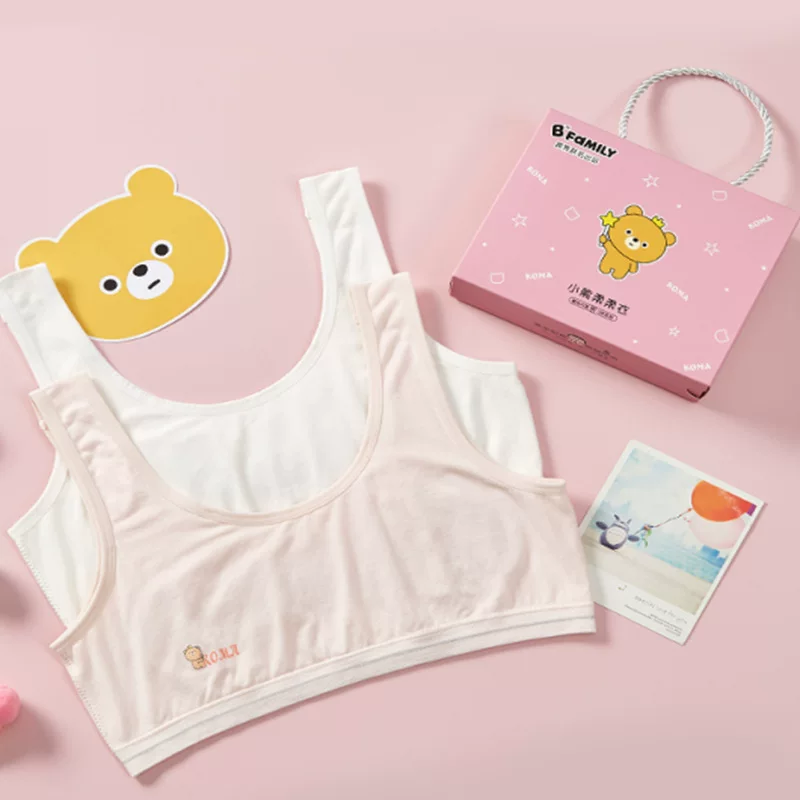 海蓝乐章 Second-level underwear for girls' growth period B-FAMILY Bear Rourou 2-pack, one wash and one change