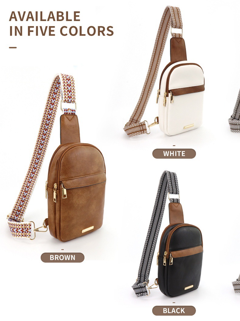 259g Weight Polyester Lining Material Zipper Closure Type Sling Strap Strap Type Fanny Pack Bags Type Daily Occasion Pu Leather Material Color Block Pattern All Seasons Season Unisex Gender Vintage Style Style Oval Shape Unisex Vintage Style Color Block Pu Leather Waist Bags 1