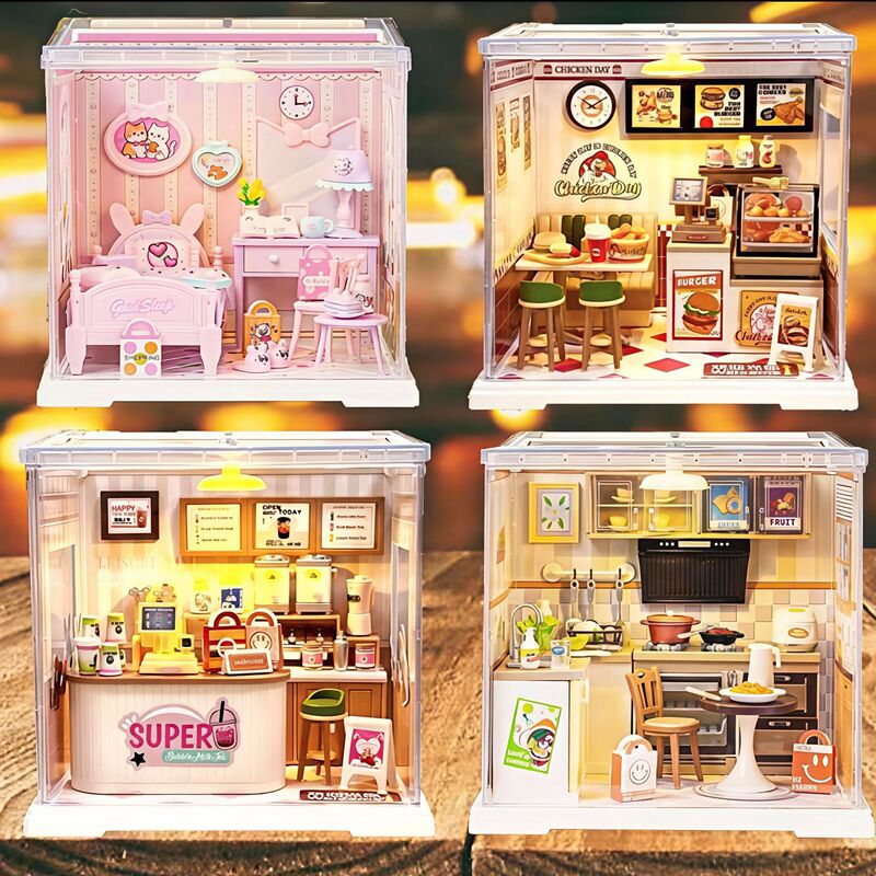 Children's Educational Toys DIY Handmade House Assembly Mini House Scene Model Building Block Toys Girl Gift Children's Educational Toys DIY Handmade House Assembly Mini House Scene Model Building Block Toys Girl Gift