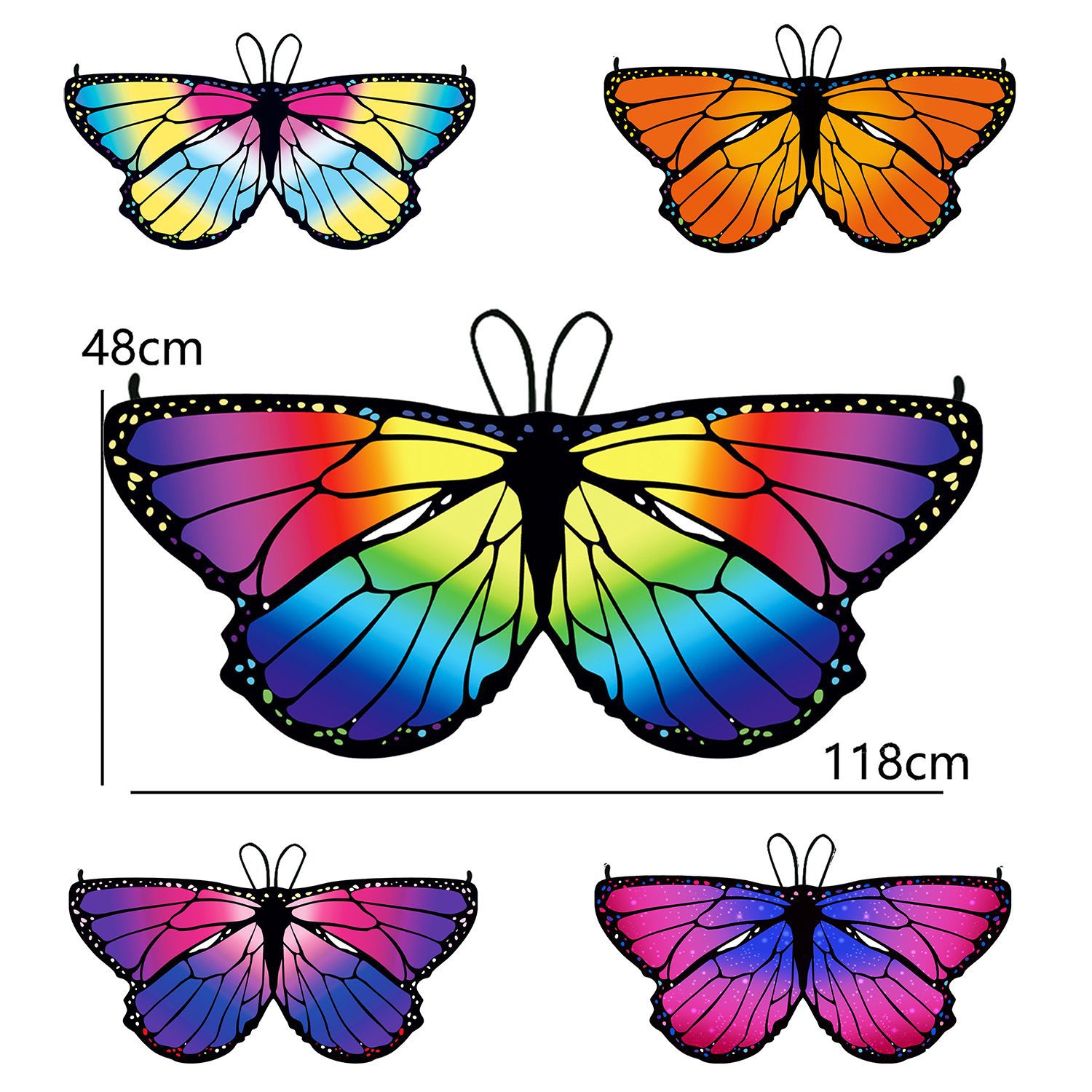 Butterfly Cape Cross-Border Halloween Children's Cape Small Butterfly Decoration Kids Butterfly Silk Scarf Shawl Holiday Costume