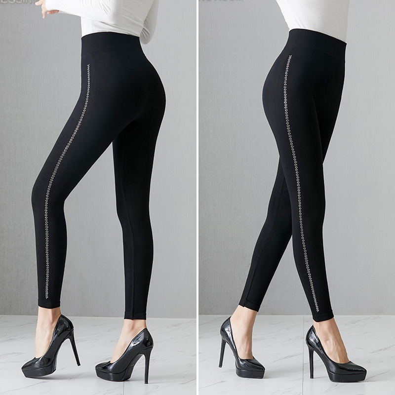 Otoño e Invierno modal forrado de lana extra grande más tamaño leggings grasa MM200 kg perforación en caliente pantalones hasta el tobillo al por mayor image 18