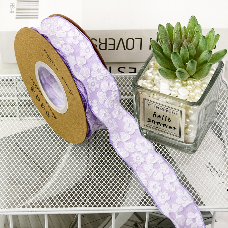 Romántico Camelia flor en relieve cinta de algodón flor ramo embalaje cinta hecha a mano DIY arco