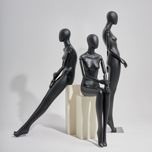 Clothing Store Female Model Display Stand Black Full Body Wedding Dress Window Sitting Model Female Props Shooting Dummy Doll