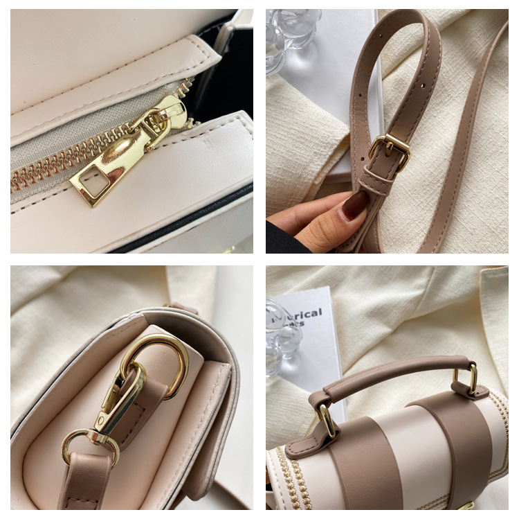 Women's Crossbody Bag Textured Contrasting Colour Shoulder Bag_voghion.com