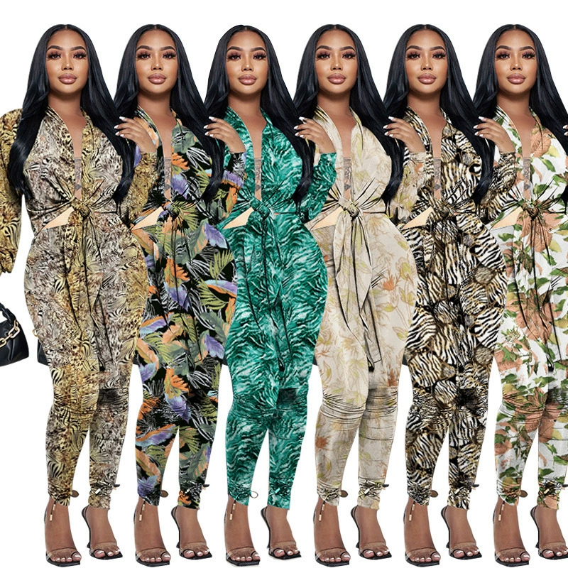 3115 европейские и американские трансграничные принты кардиган с длинными рукавами