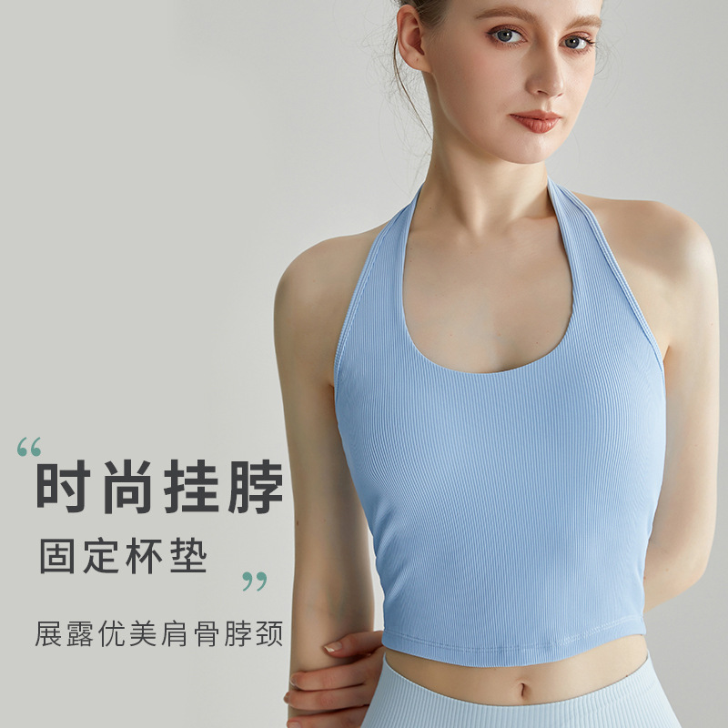 LAHN colgante chaleco de acero con cojín de pecho para mujeres, antichoque largo, agujero de espalda, chaleco de fitness