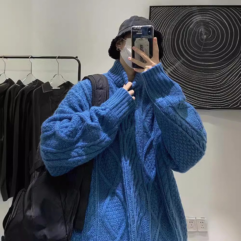 Korean Style Turtleneck Sweater Men's Casual Pullover Knitted Bottoming Shirt Jacket Thickeneded Winter New Hong Kong Style Sweater