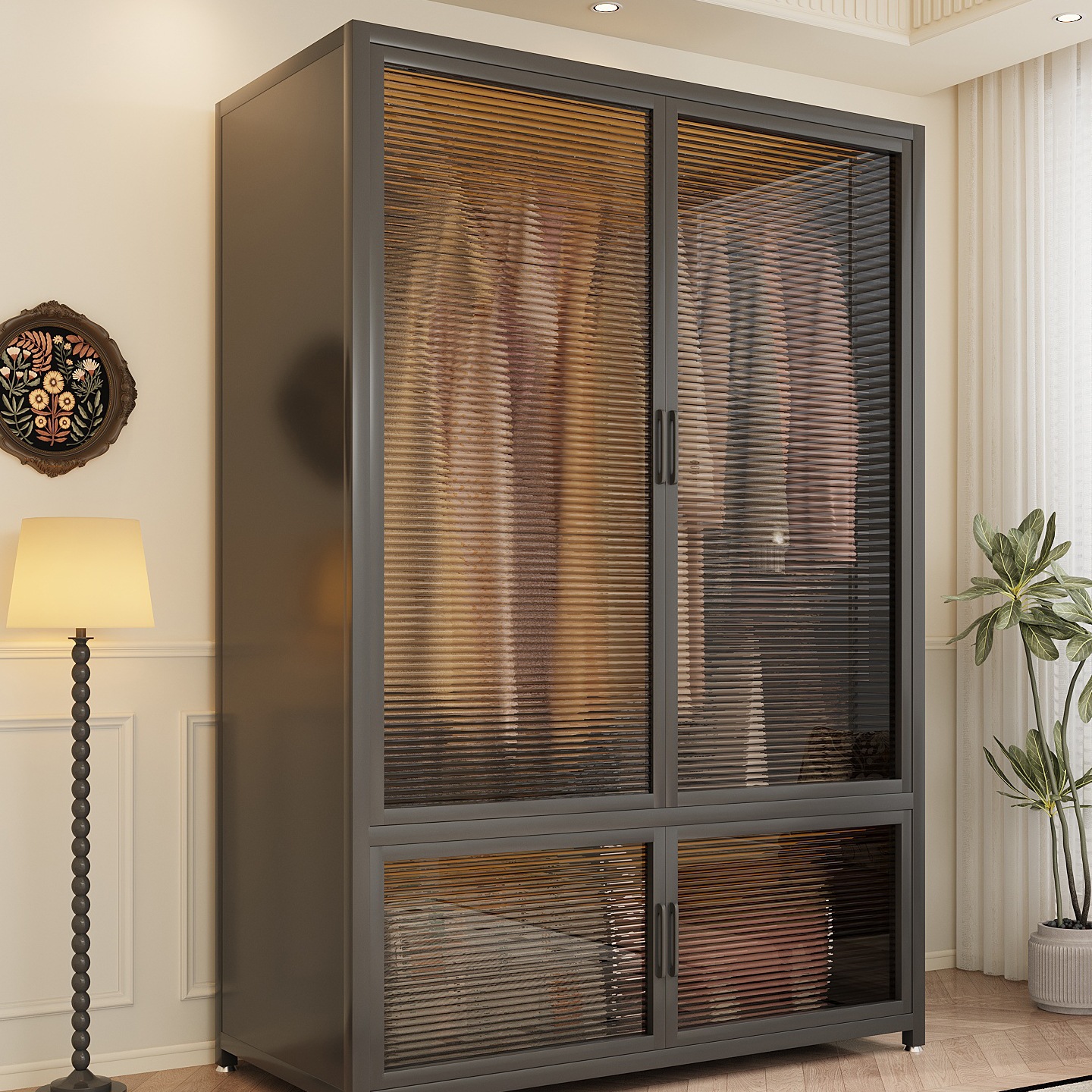 Wardrobe for Home Bedroom, Easy to Assemble, Metal Dormitory Steel Wardrobe, Small Cabinet, Thickened, Sturdy and Durable