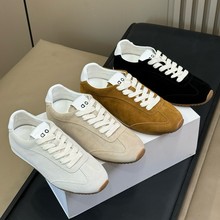 莞产高定alo真皮复古平底德训鞋女25新款百搭运动休闲轻便阿甘鞋