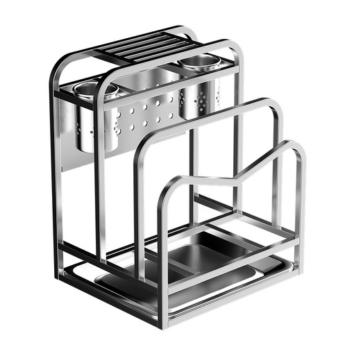 Stainless steel knife rack storage rack cutting board rack integrated kitchen chopping board pot lid knife storage rack countertop knife and chopsticks rack