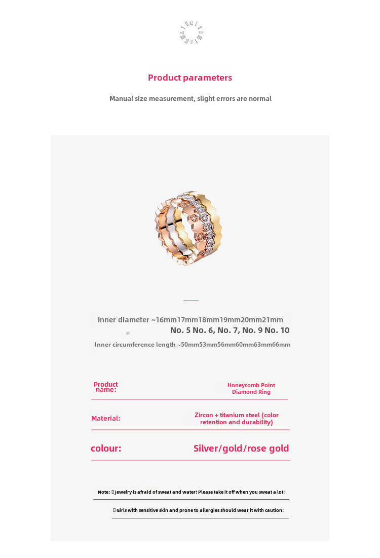 Wabenmuster Diamant Ring Aus Edelstahl Für Damen Mit Zirkon_voghion.com