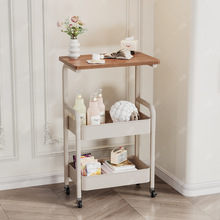 奶油风床头边几卧室可移动客厅网红创意迷你置物推车玻璃沙发边柜