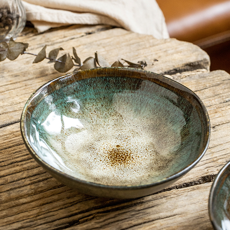 6 pulgadas horno de pavo con estampado de pavo gigante, tazón de ensalada irregular, tazón de cerámica retro exportación comercial transfronteriza