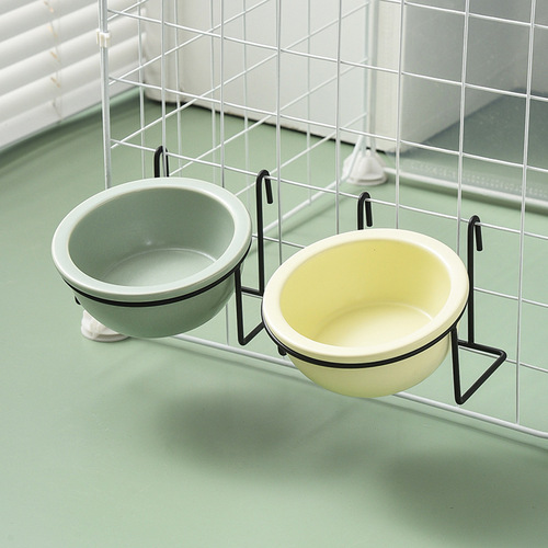 Pet bowl hanging cat bowl ceramic cat food bowl fixed dog drinking bowl overturned bowl rack cat cage hanging bowl