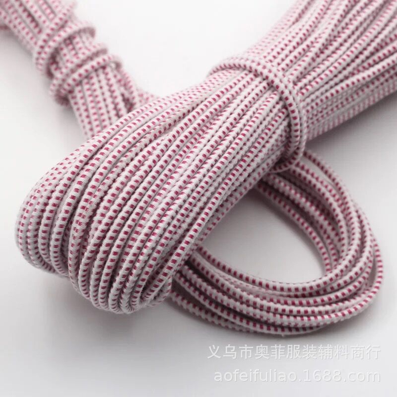 现货供应3.5MM经典红白圆形松紧绳 家用裤腰橡皮筋高弹力松紧带