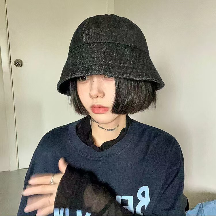 牛仔渔夫帽女春夏季日系大头围遮阳盆帽百搭显脸小水桶帽子男女款|undefined