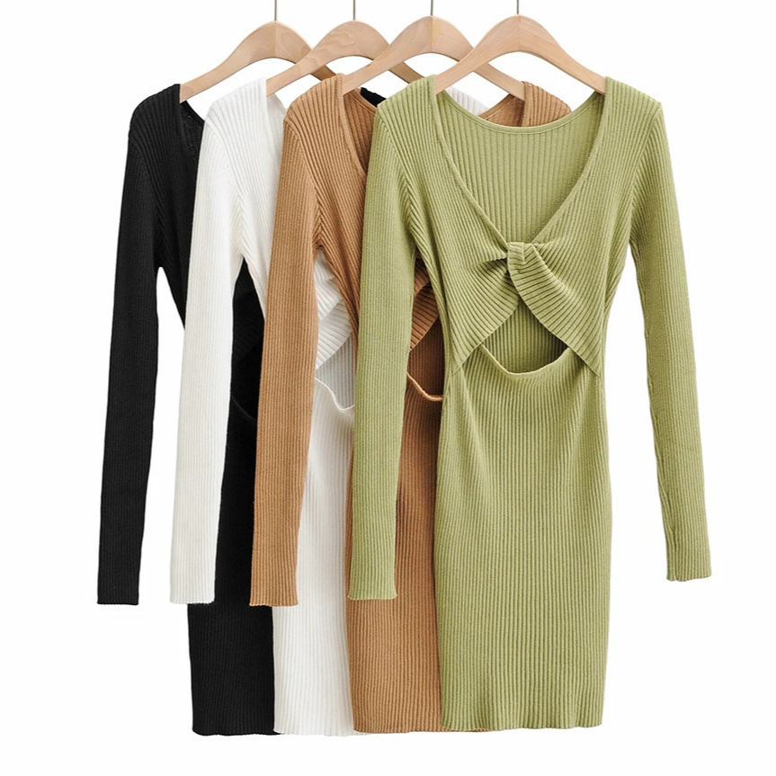 Sexy elastic knitted dress