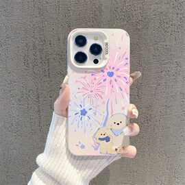 烟花小狗iPhone15Plus手机壳苹果14可爱13Promax创意xs防摔11/12