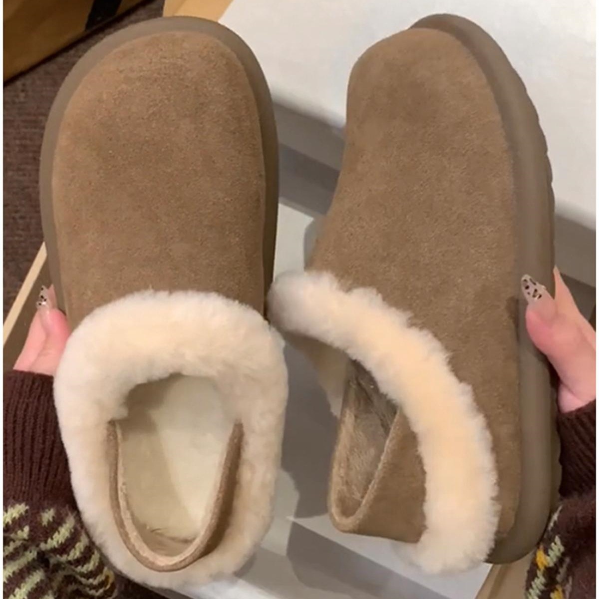 跨境磨砂皮加绒厚底两穿雪地靴女鞋2025新款休闲毛毛勃肯鞋软两用